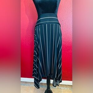 Lane Bryant Women's Black and White Sharkbite Hem Striped Skirt, Sz 22/24 NWT